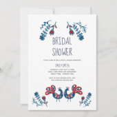 フォークアートブライダルシャワー招待状スカンジナビア鳥 招待状 (正面)
