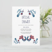フォークアートブライダルシャワー招待状スカンジナビア鳥 招待状 (スタンド正面)