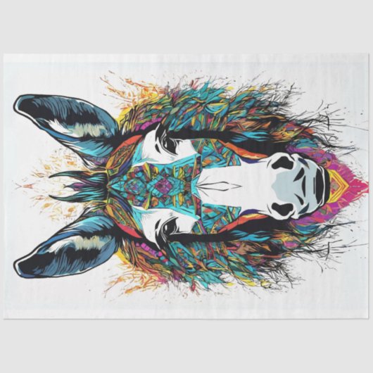 フォークアートブライトカラーズドンキーデクページ 薄葉紙 (正面)