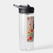 フォークアートブラックキャット&フラワーパーソナライズされた ウォーターボトル (右面)