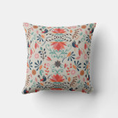 フォークアートブルーの花柄 クッション (裏面)