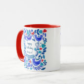 フォークアートブルーバードパーソナライズされた誕生日プレゼント マグカップ (正面左)