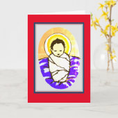 フォークアートベビーイエズクリスマスフォールディングカード カード (黄色い花)