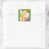 フォークアートペガサスとエバの庭のエデン、馬 スクエアシール (バッグ)