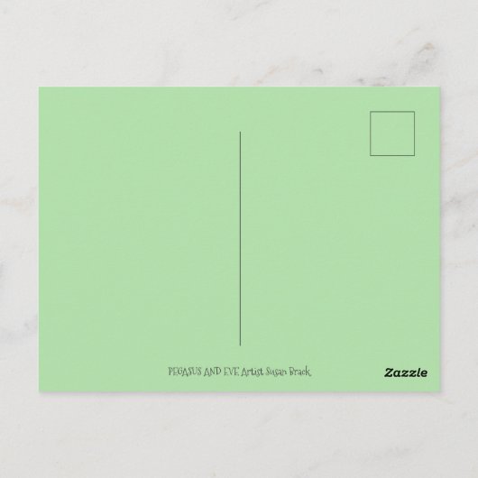 フォークアートペガサスとエバの庭のエデン、馬 ポストカード (裏面)