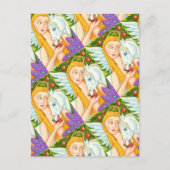 フォークアートペガサスとエバの庭のエデン、馬 ポストカード (正面)