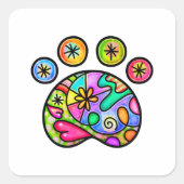 フォークアートペットドッグパウウォーターカラードール スクエアシール (正面)