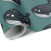 フォークアートホエールパターン ラッピングペーパー (ロールコーナー)