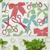 フォークアートホリディボウズ&シザーズクリスマス キッチンタオル (折り畳み)