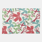 フォークアートホリディボウズ&シザーズクリスマス キッチンタオル (横)