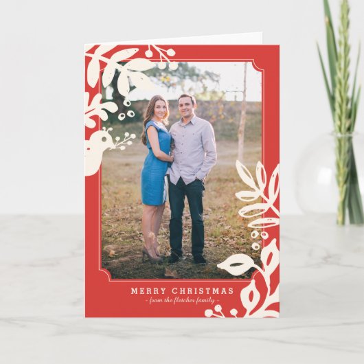 フォークアートホリデーフォトグリーティングカード シーズンカード (正面)