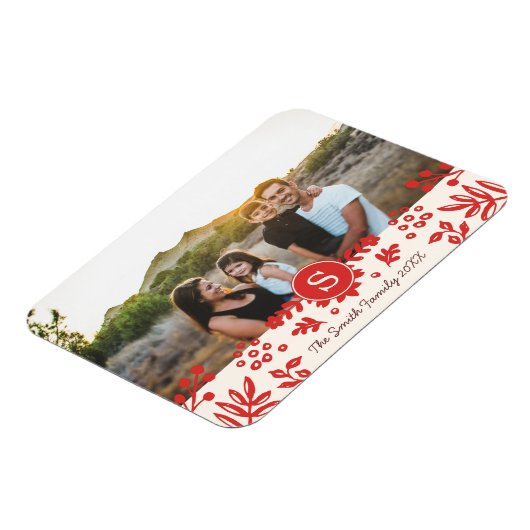 フォークアートホリデーモノグラムフォトマグネット マグネット (左側)