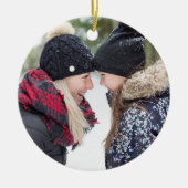 フォークアートホリデーモノグラム&フォトダブルサイド セラミックオーナメント (正面)