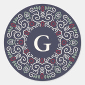 フォークアートホリデーモノグラム ラウンドシール (正面)