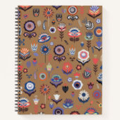 フォークアートボタニカルシームレスパターン ノートブック (正面)