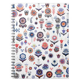 フォークアートボタニカルシームレスパターン ノートブック