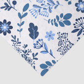 フォークアートボタニカルフローラプリントブルーホワイトリーブメント 薄葉紙 (詳細)