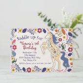 フォークアートボホーホースバースデーパーティーへの招待 招待状 (スタンド正面)