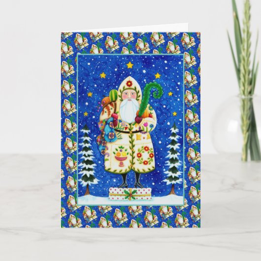 フォークアートボルチモアキルト父クリスマスバース シーズンカード (正面)