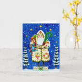 フォークアートボルチモアキルト父クリスマス空白の カード (黄色い花)