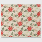 フォークアートポインセチア素朴クリスマス冬フローラ ラッピングペーパー (フラット)