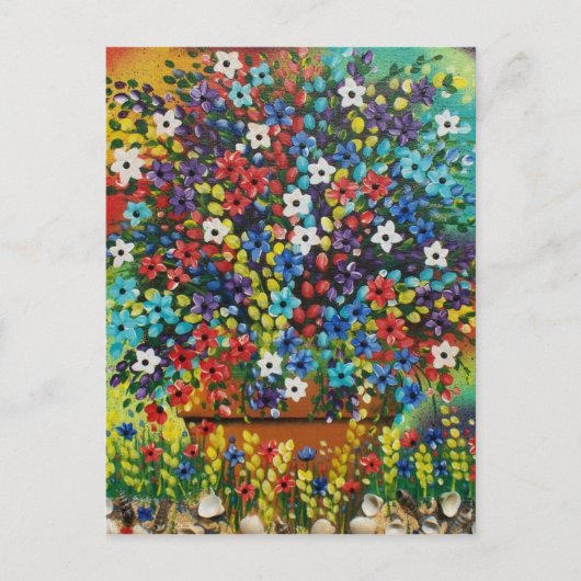 フォークアートポッテッドプラントバイLORI EVERETTポストカード ポストカード (正面)