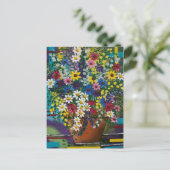 フォークアートポットのデイジーのby LORI EVERETTポストカード ポストカード (スタンド正面)