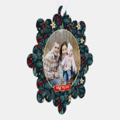 フォークアートミストレトーホリーベリークリスマスフォト オーナメントカード (右)