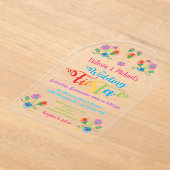 フォークアートメキシカンフィエスタアクリル結婚式招待状 アクリル招待状 (レイダウン)