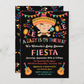 フォークアートメキシカンフィエスタベビーシャワー 招待状 (正面/裏面)