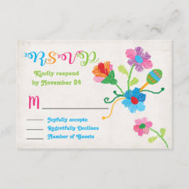 フォークアートメキシカンフィエスタ刺繍RSVP 出欠カード