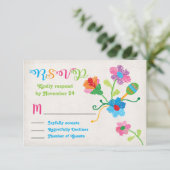 フォークアートメキシカンフィエスタ刺繍RSVP 出欠カード (スタンド正面)