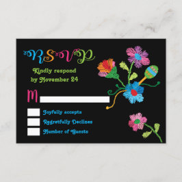 フォークアートメキシカンフィエスタ刺繍RSVP 出欠カード