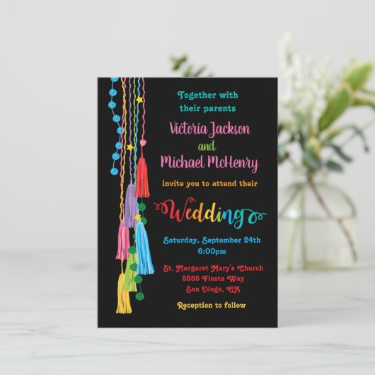 フォークアートメキシカンフィエスタ結婚式招待状 招待状 (スタンド正面)