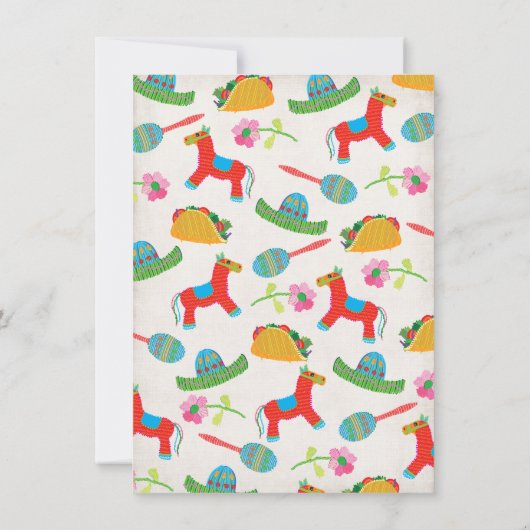 フォークアートメキシカンフィエスタ誕生日パーティーへの招待 招待状 (裏面)