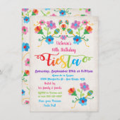 フォークアートメキシカンフィエスタ誕生日パーティーへの招待 招待状 (正面/裏面)