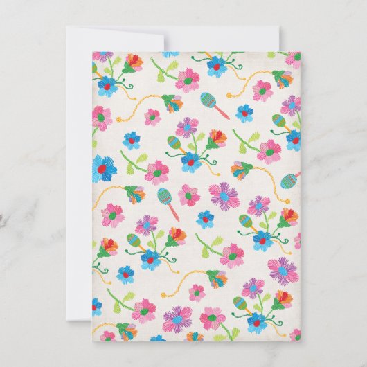 フォークアートメキシカンフィエスタ誕生日パーティーへの招待 招待状 (裏面)