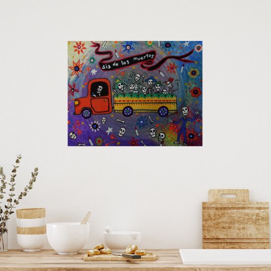 フォークアートメキシカンフィ絵画エスタ ポスター (キッチン)