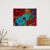 フォークアートメキシカン絵画ギター ポスター (キッチン)