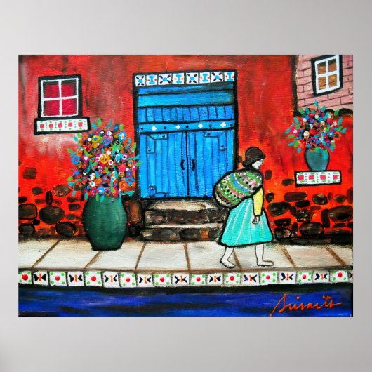 フォークアートメキシカン絵画ドア ポスター (正面)