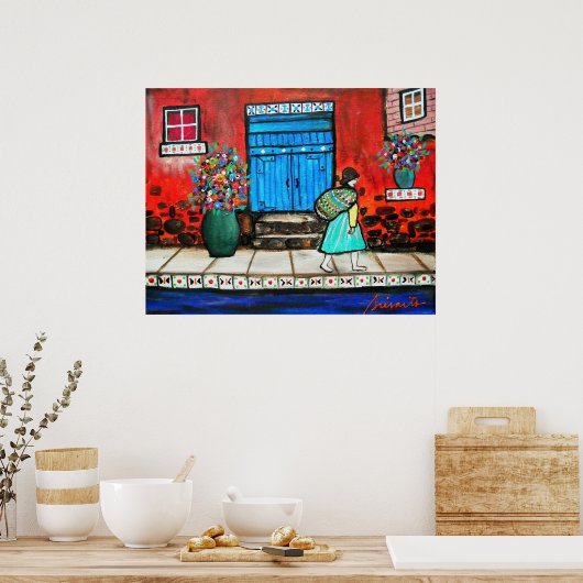 フォークアートメキシカン絵画ドア ポスター (キッチン)