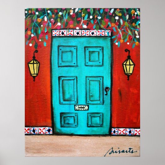 フォークアートメキシカン絵画ドア ポスター (正面)
