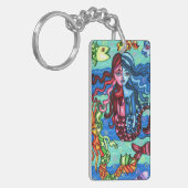 フォークアートメルメイズフィッシュ抽象芸術オリジナル絵を描 キーホルダー (正面左)