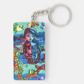 フォークアートメルメイズフィッシュ抽象芸術オリジナル絵を描 キーホルダー (裏面)