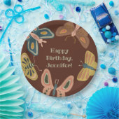 フォークアートモス蝶かわいらし茶色 ペーパープレート (パーティー)