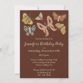 フォークアートモス蝶の誕生日パカスタムーティー 招待状 (正面)