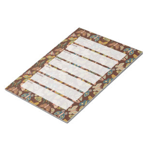 フォークアートモス、蝶ウィークリープランナー ノートパッド