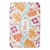 フォークアートモノグラムフローラミセスまたはパーソナライズ バスマット (正面縦)