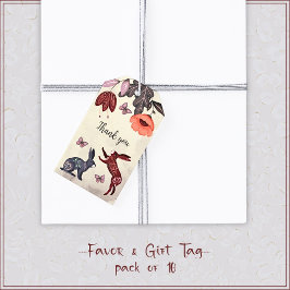 フォークアートラビットバタフライハイゲフローラ誕生日 ギフトタグ