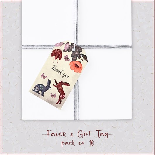 フォークアートラビットバタフライハイゲフローラ誕生日 ギフトタグ